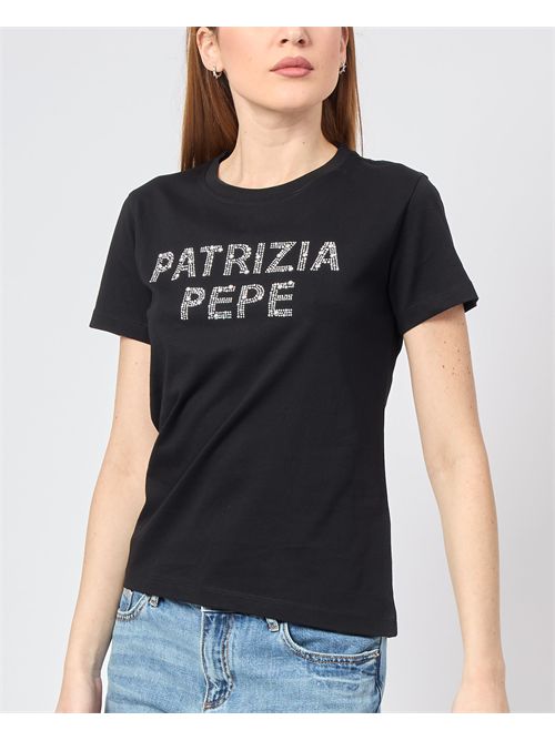 T-shirt donna Patrizia Pepe con logo a paillettes PATRIZIA PEPE | 2M4426-J277K103